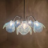 Italian Ceiling Lamp with Five Blue Murano Glass Lamshades – 1970s
