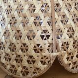 Vintage wicker rattan flower suspension