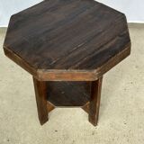 Pedestal table or small octagonal side table quadripod base with modernist spacer