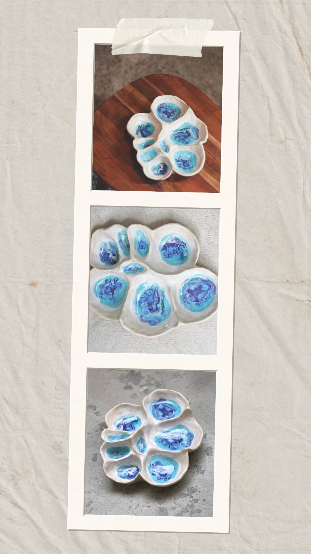 white handmade large ceramic bowl as a jewelry holder or for tapas