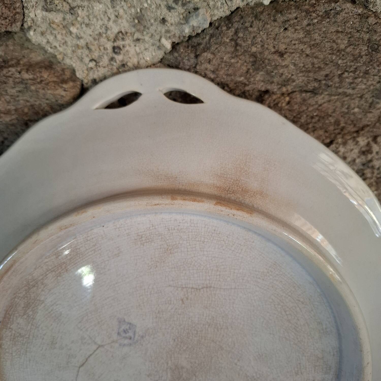 Antique iron earthenware dish