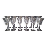 Set of 6 water glasses and 6 wine glasses in cut crystal Val Saint Lambert