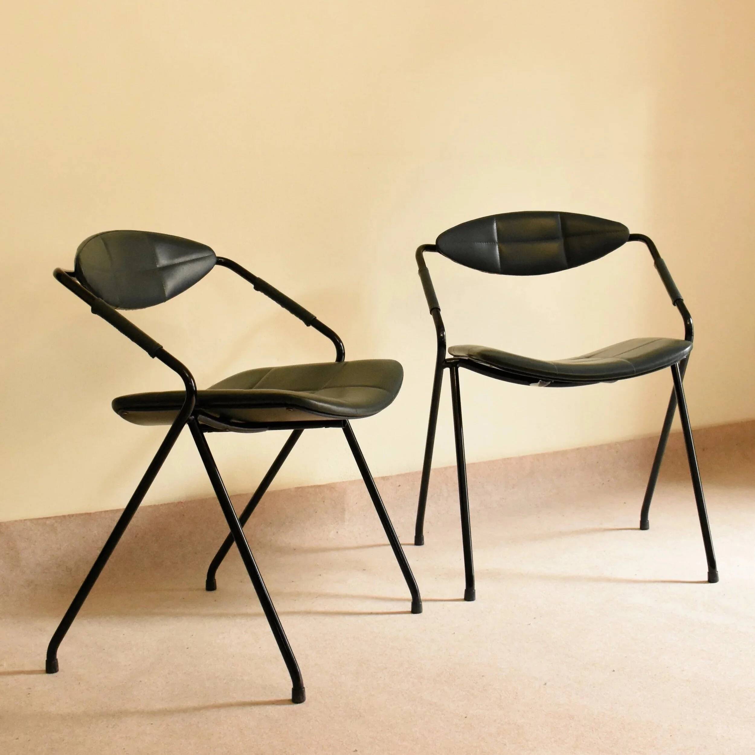 Set of three "Rugby" model chairs by Gilbert Steiner for Steiner, 1962.