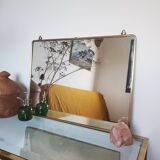 Golden patinated wardrobe mirror