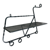 Wall-mounted coat rack/wardrobe from the 1950s, wrought iron and rigidule.