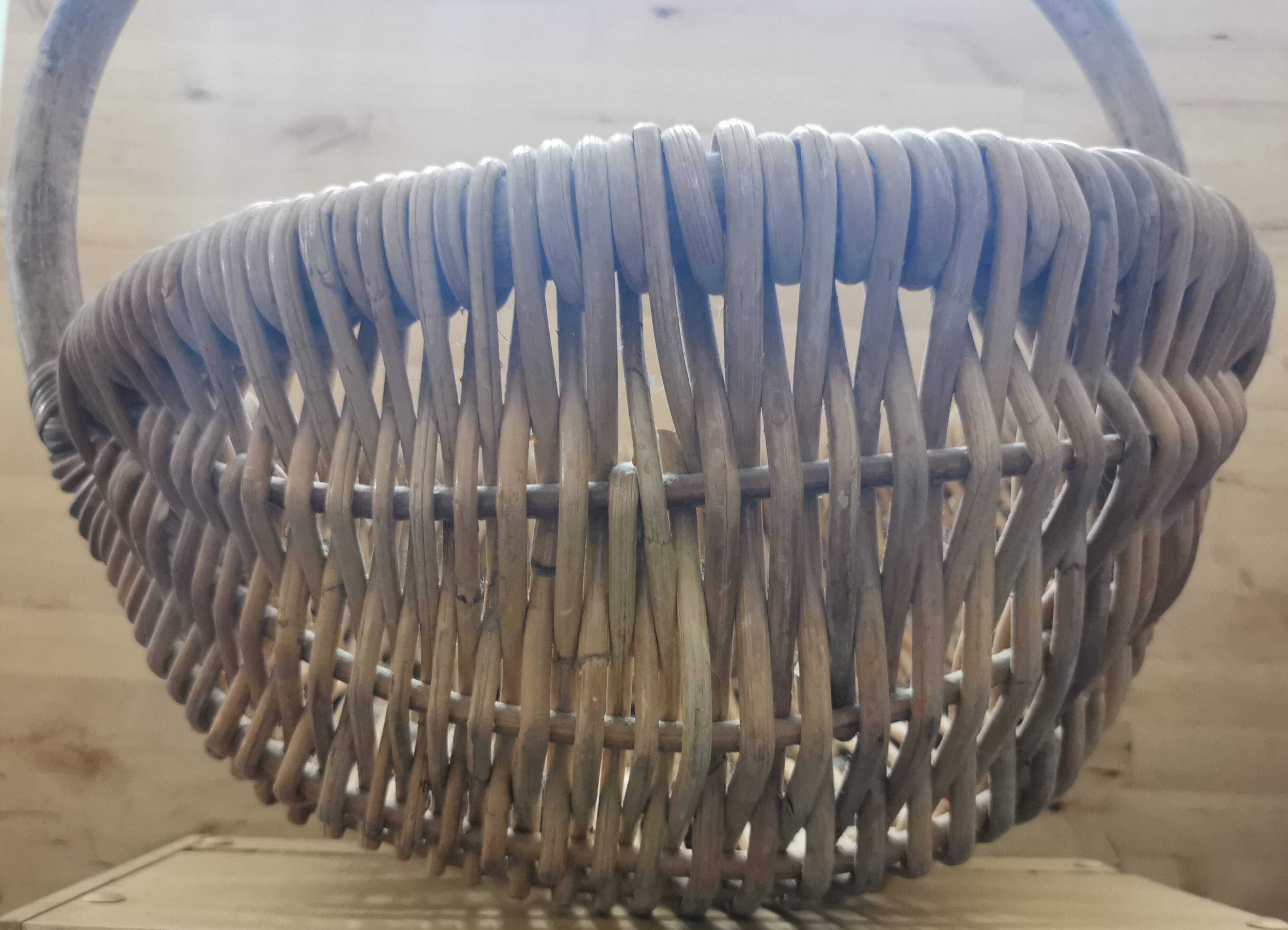 Large vintage basket braided wicker