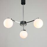 Mid-Century Italian Chrome and Opaline Chandelier