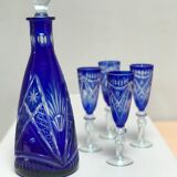 Carafe et verres cristal cobalt