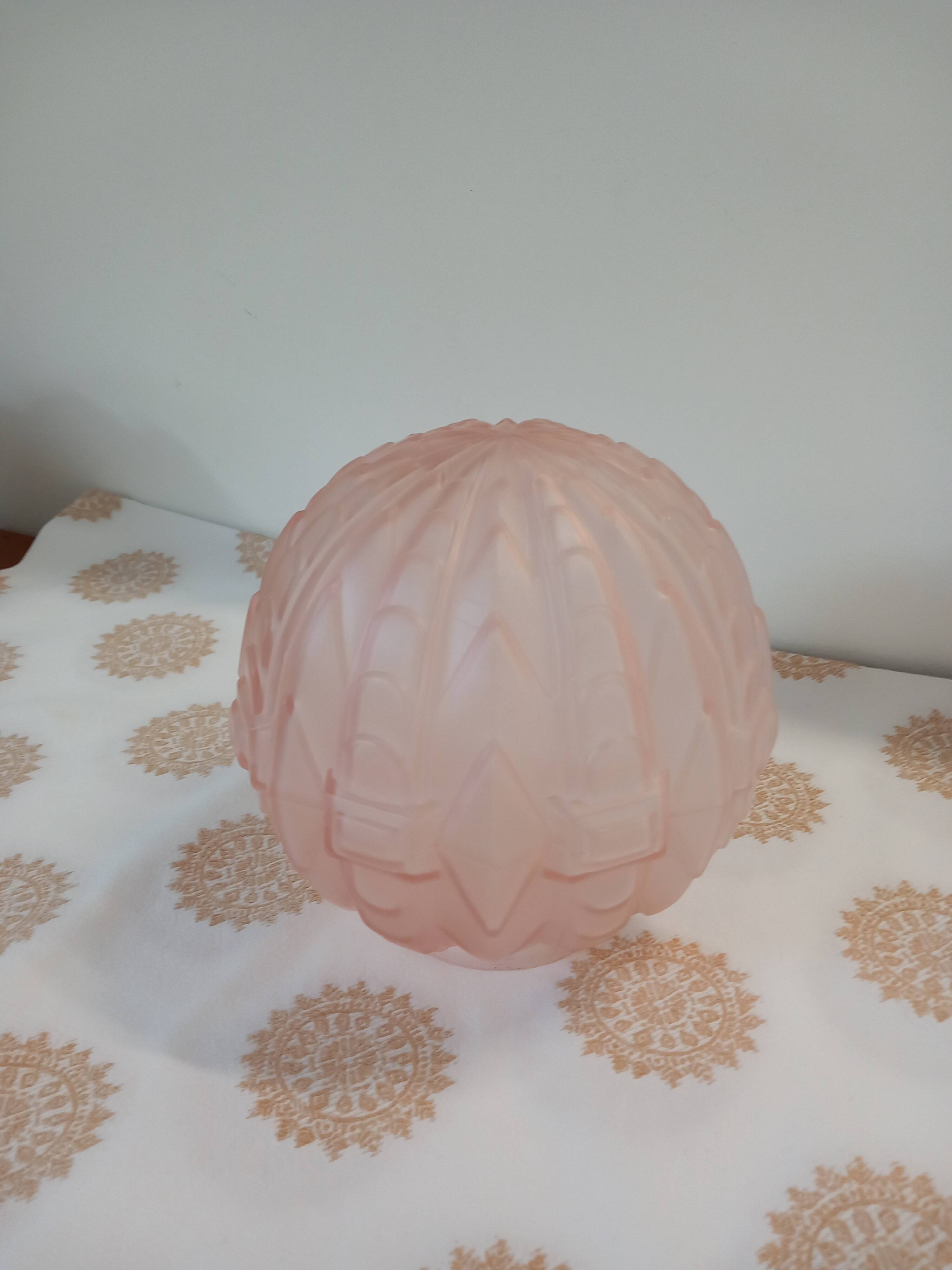 Old pale pink pressed glass globe