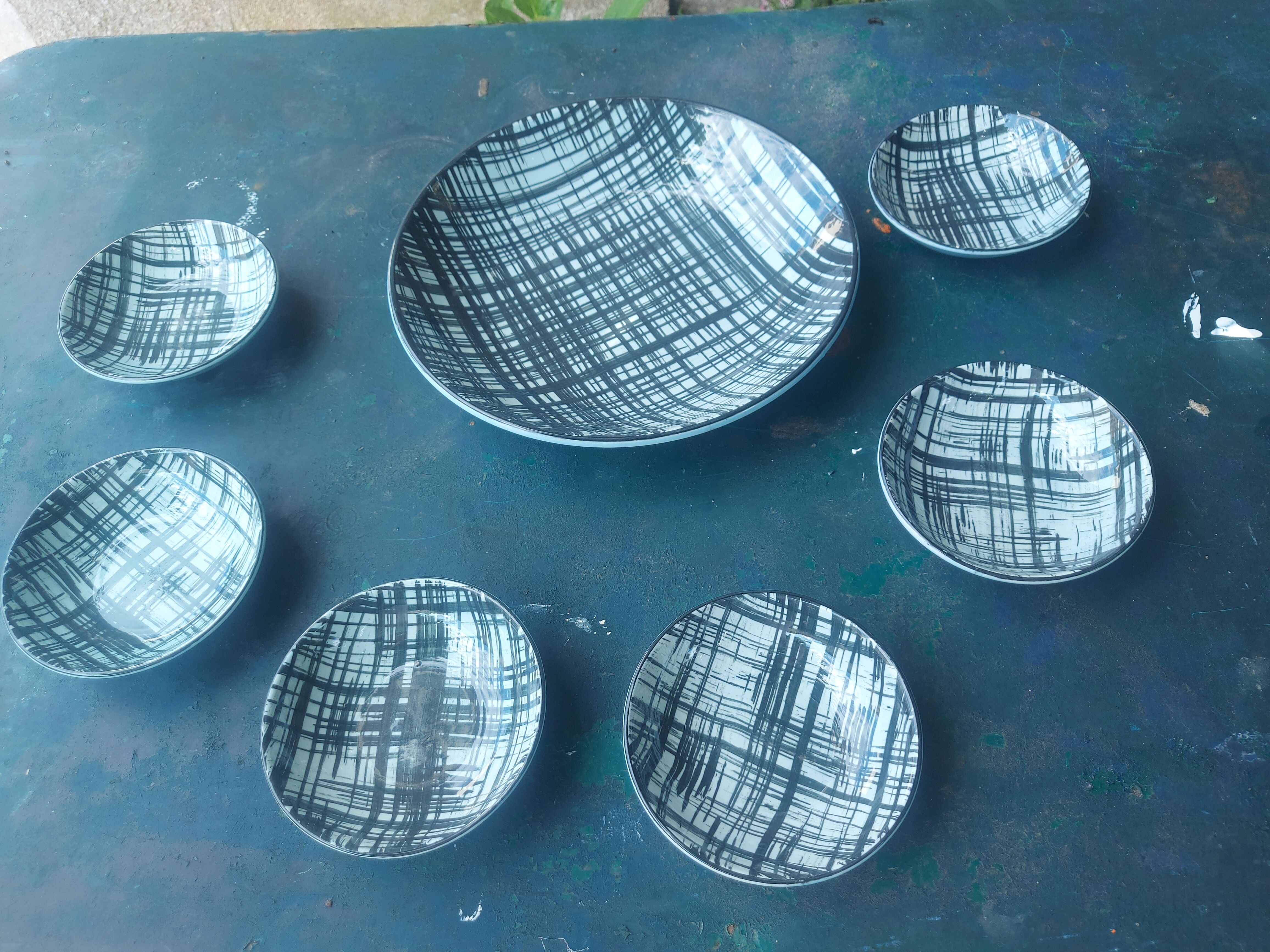 vintage ceramic couppelles and dish , Pornic