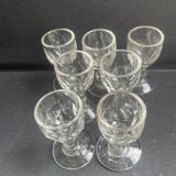 7 liqueur glasses – ½ Strong blown and cut crystal 19th century