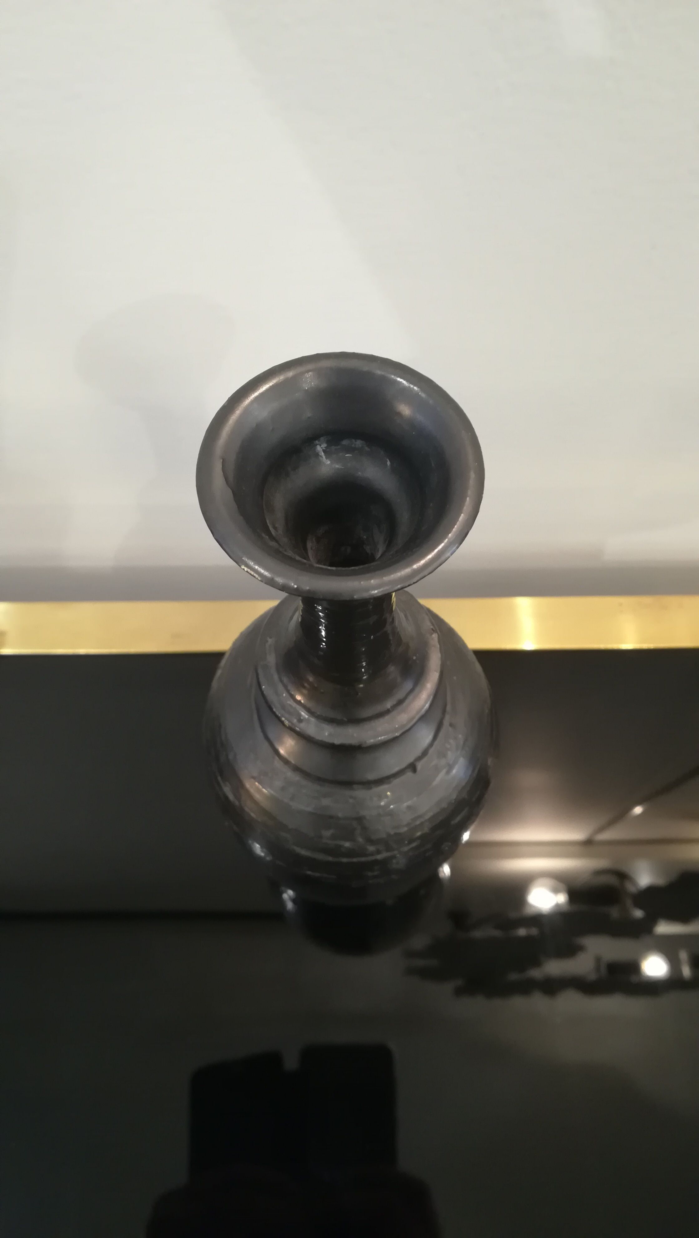 Vase of black enamelled terracotta, signed Jean Marais