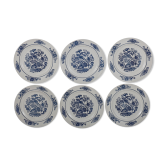 6 flat plates in vintage earthenware