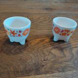 Pair of egg cups Arcopal orange flowers