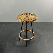 Tabourets de bar en rotin et bambou néerlandais des années 1950 par Rohé Noordwolde.