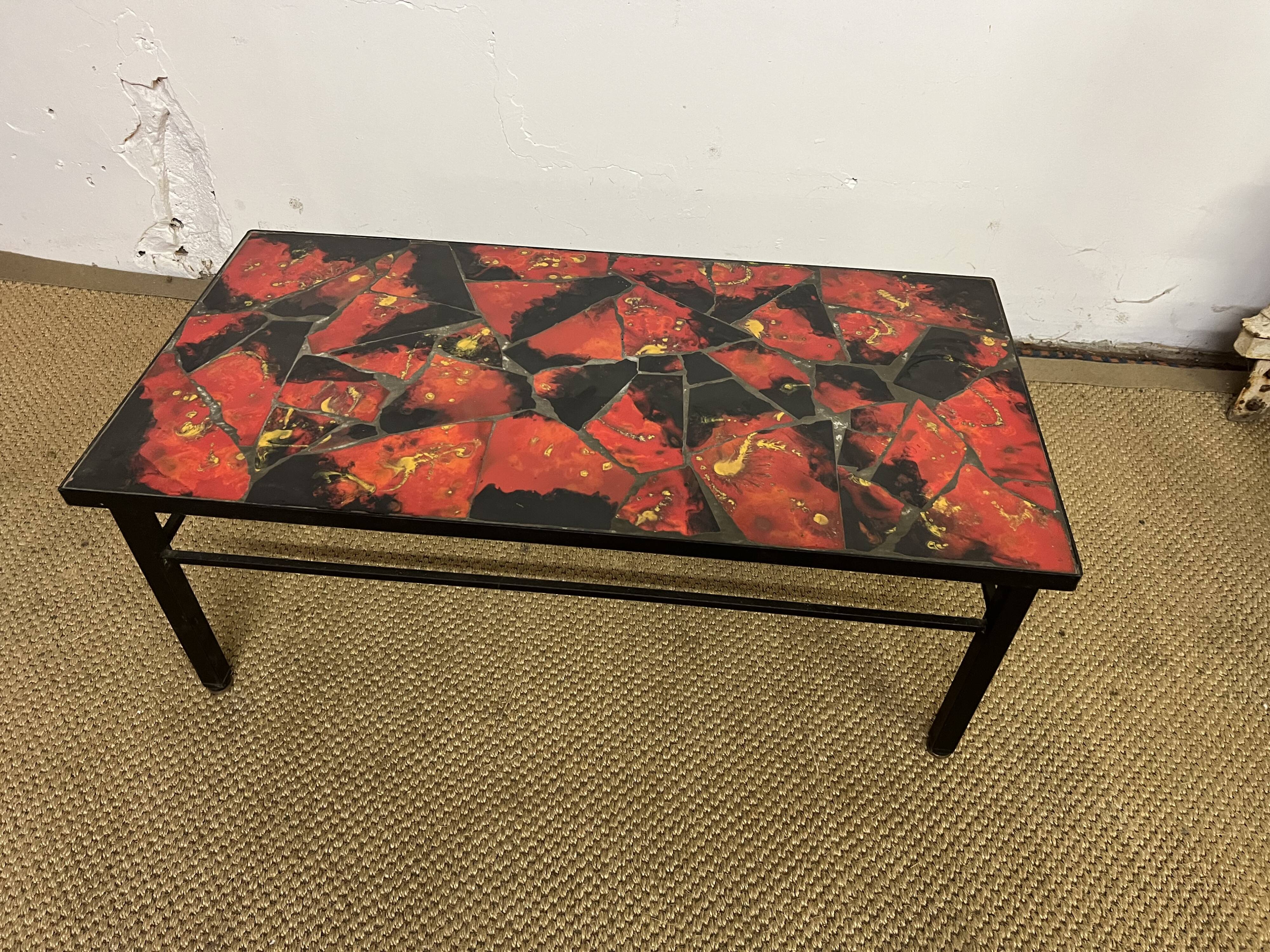 Vintage 1970s coffee table in Valauris style