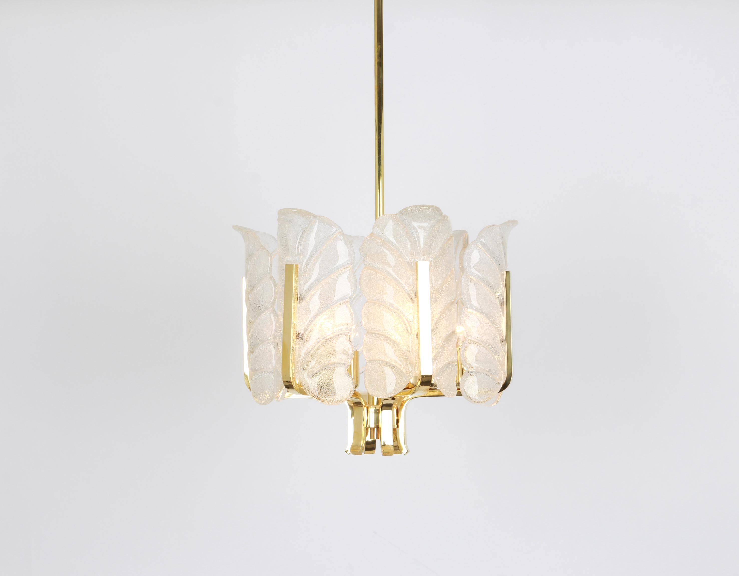 Chandelier by Carl Fagerlund Glass leaves Murano, 1960s