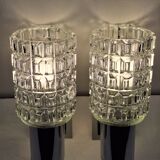 Pair of vintage 70s glass wall lamps by Targetti Sankey