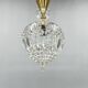 Mid Century Crystal & Brass Chandelier, Czechoslovakia