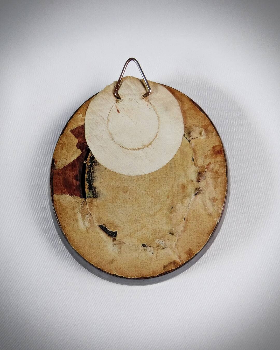 Tondo miniature portrait of a woman Empire style hand-painted gouache