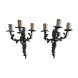 Pair of Louis xv style bronze wall light