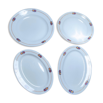 Lot de 4 plats Villeroy et Boch 2 ovales et 2 ronds vers 1930 réf:1253