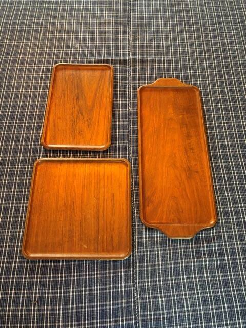3 teak trays by Karl Holmberg - Sweden 1950s/60s
