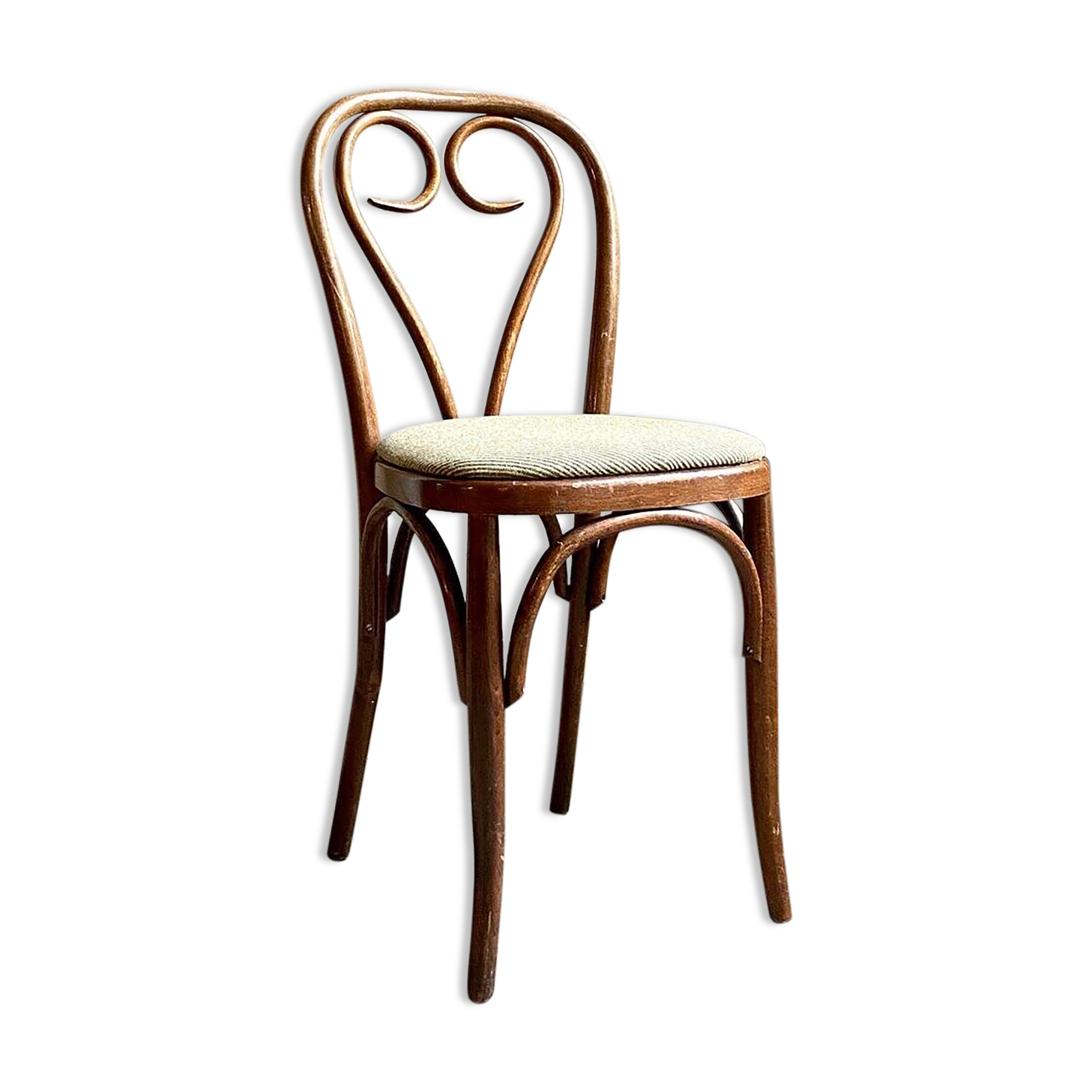 Heart bistro chair in beech and green wool