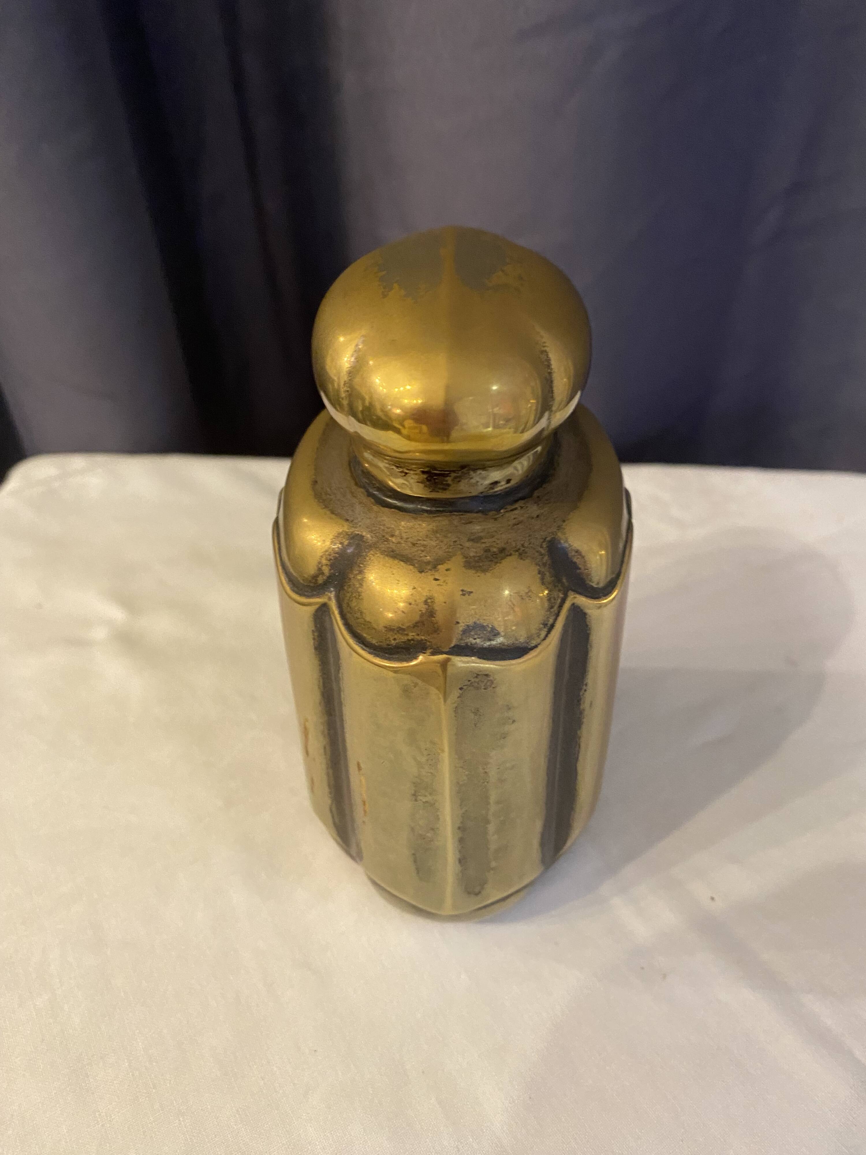 1970s oriental style silver brass bottle