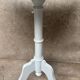 Antique pedestal table with engraved wooden top (birds) and sky blue base