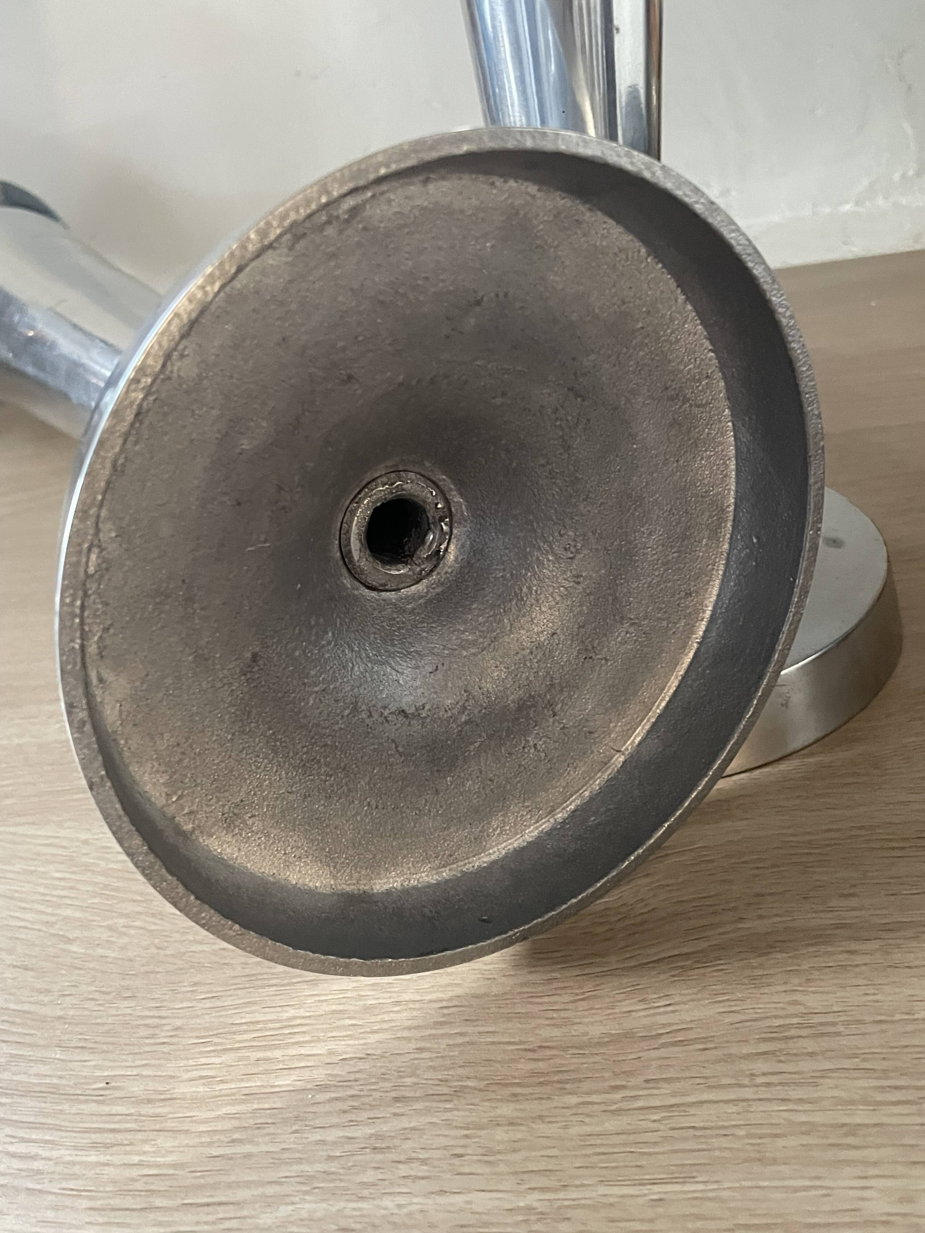 Pair of aluminium cast candle holders 52cm