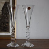 2 vintage champagne flutes in arques crystal