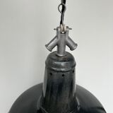 Lampe suspension tôle émaillée de couleur noire émail blanc à l'intérieur ø42cm
