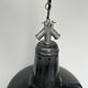 old LAMP SUSPENSION sheet metal enamelled color BLACK, white enamel inside Ø42cm