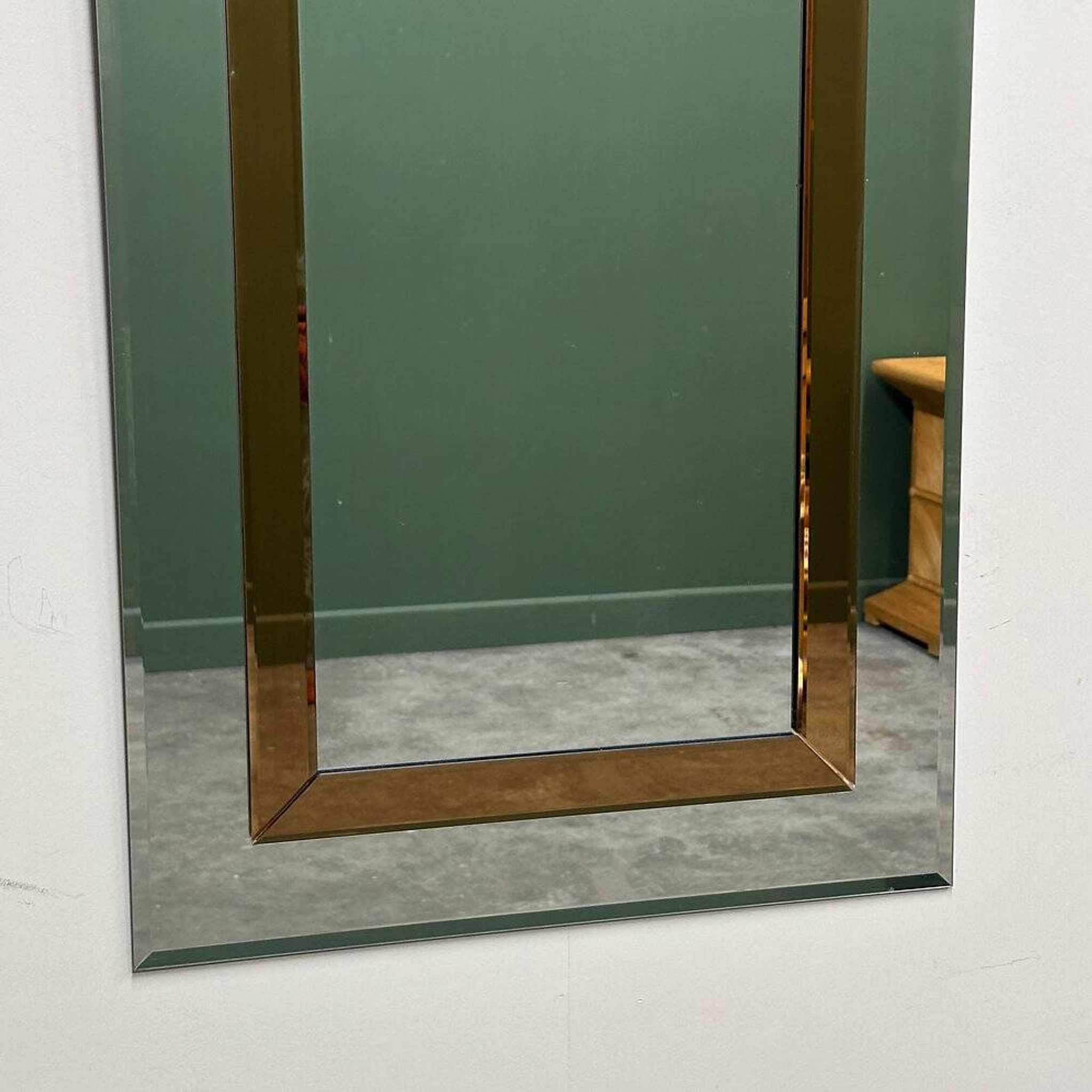 Large German beveled mirror with bronze-tinted border by Schöninger, 1980s