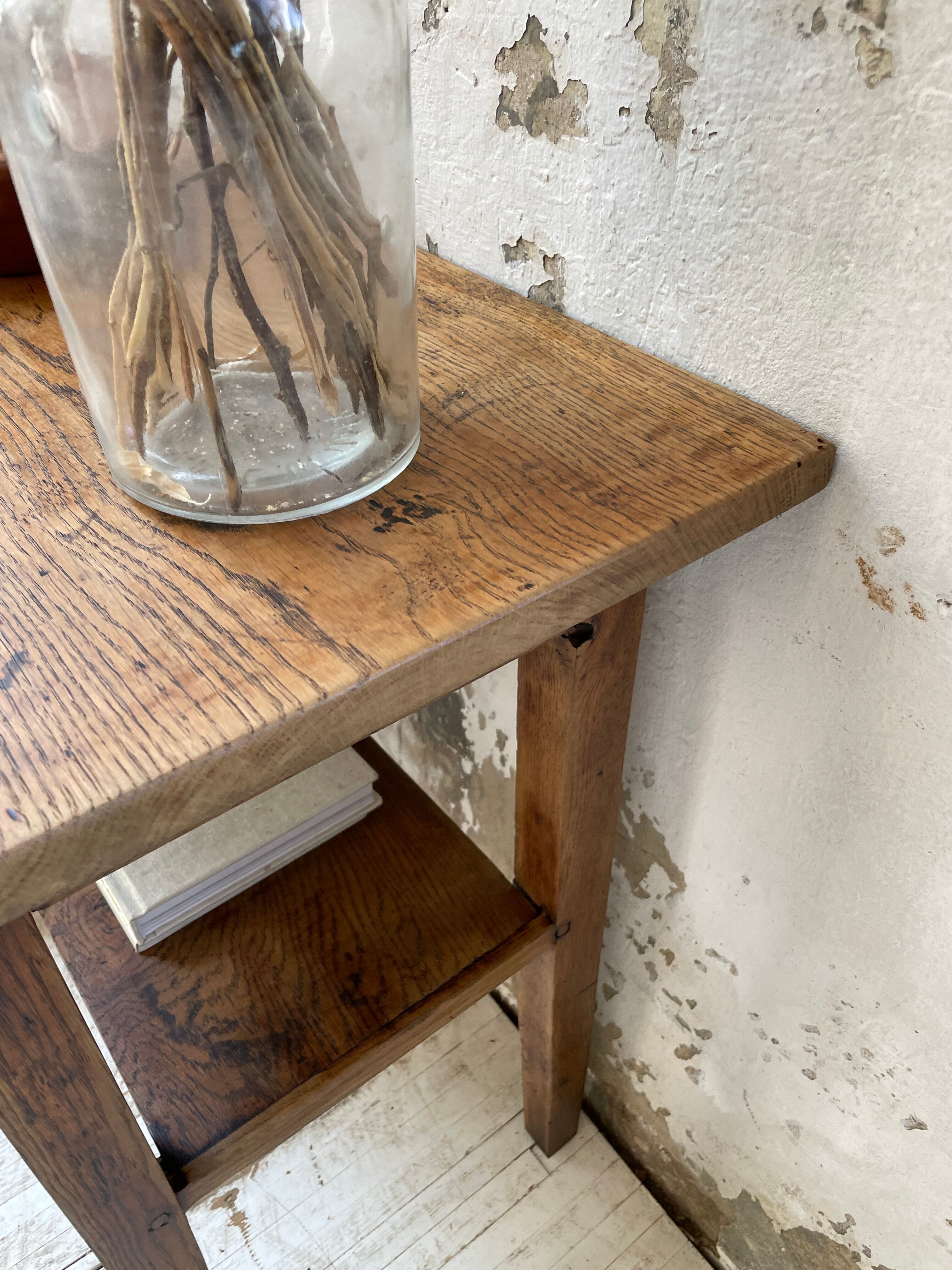 Oak console side table