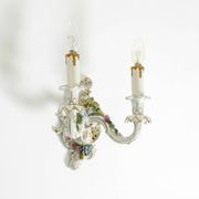 Beautiful hand-painted Mid Century porcelain wall lamp