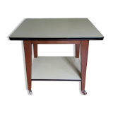 Formica and wood dessert table on wheels
