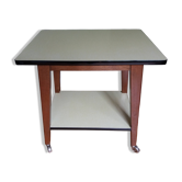 Formica and wood dessert table on wheels