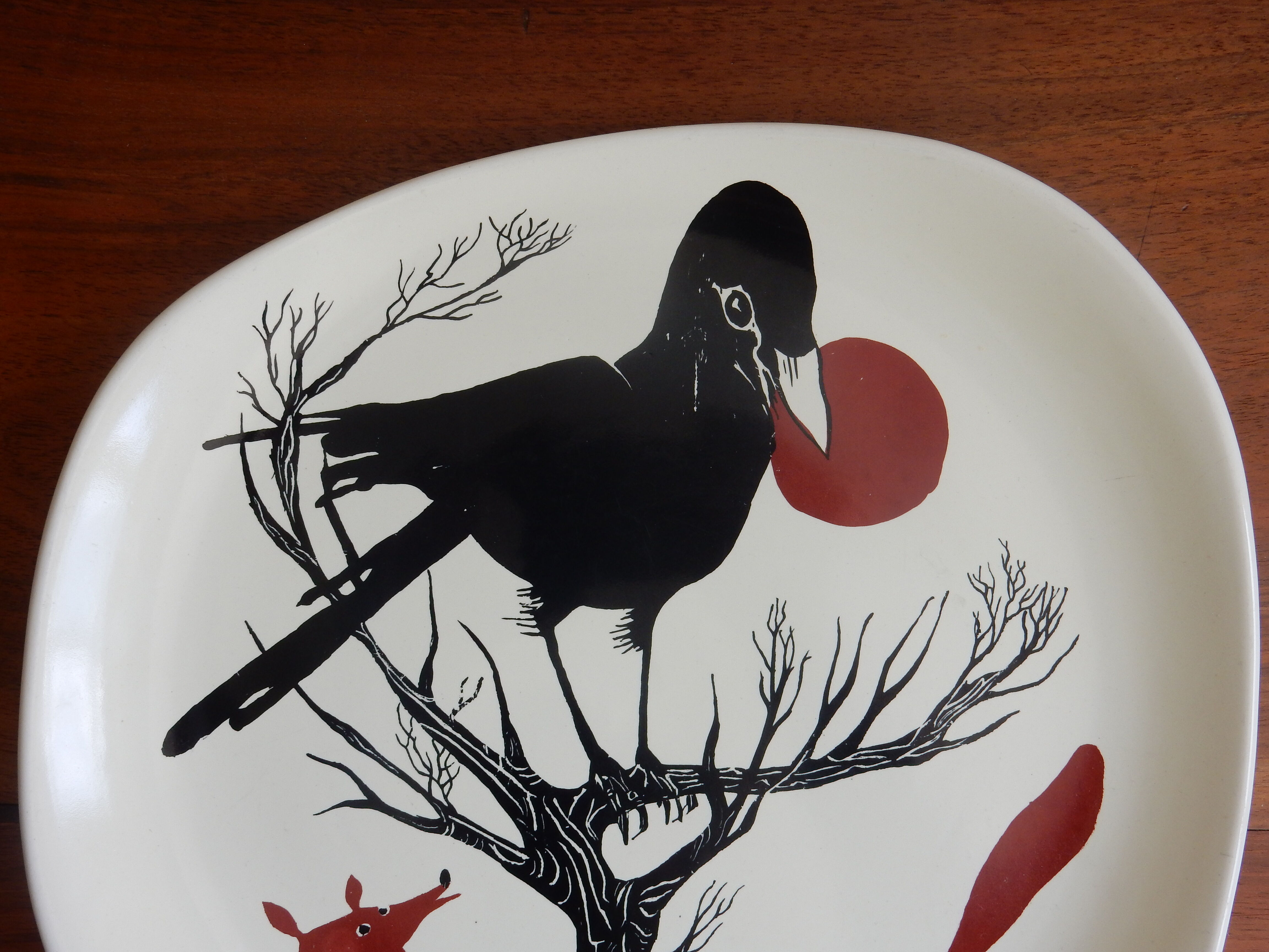 Decorative plate The raven and the fox Salins France