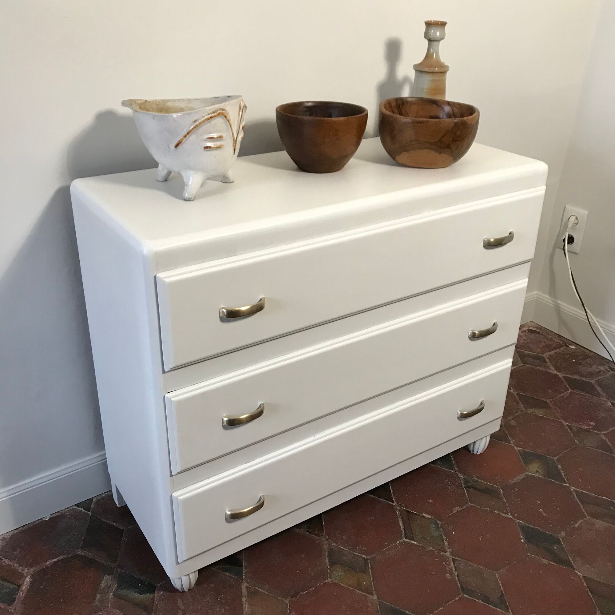 Chest of drawers 3 drawers vintage 1950 color chalk