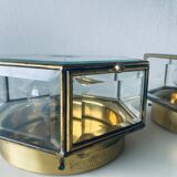 Art Deco hexagonal ceiling light in brass and glass
