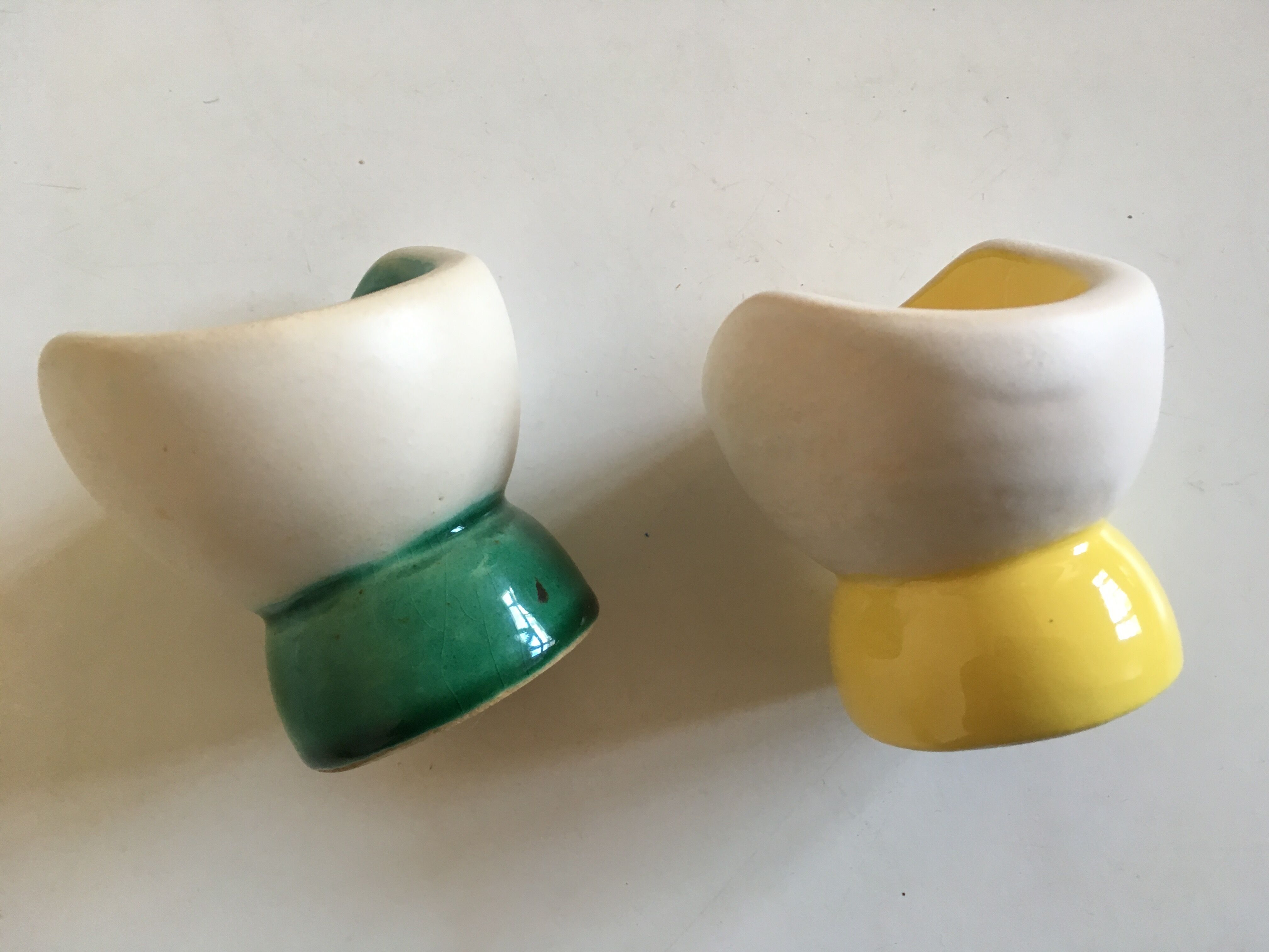 Pair of egg cups modernists workshop ceramic 50