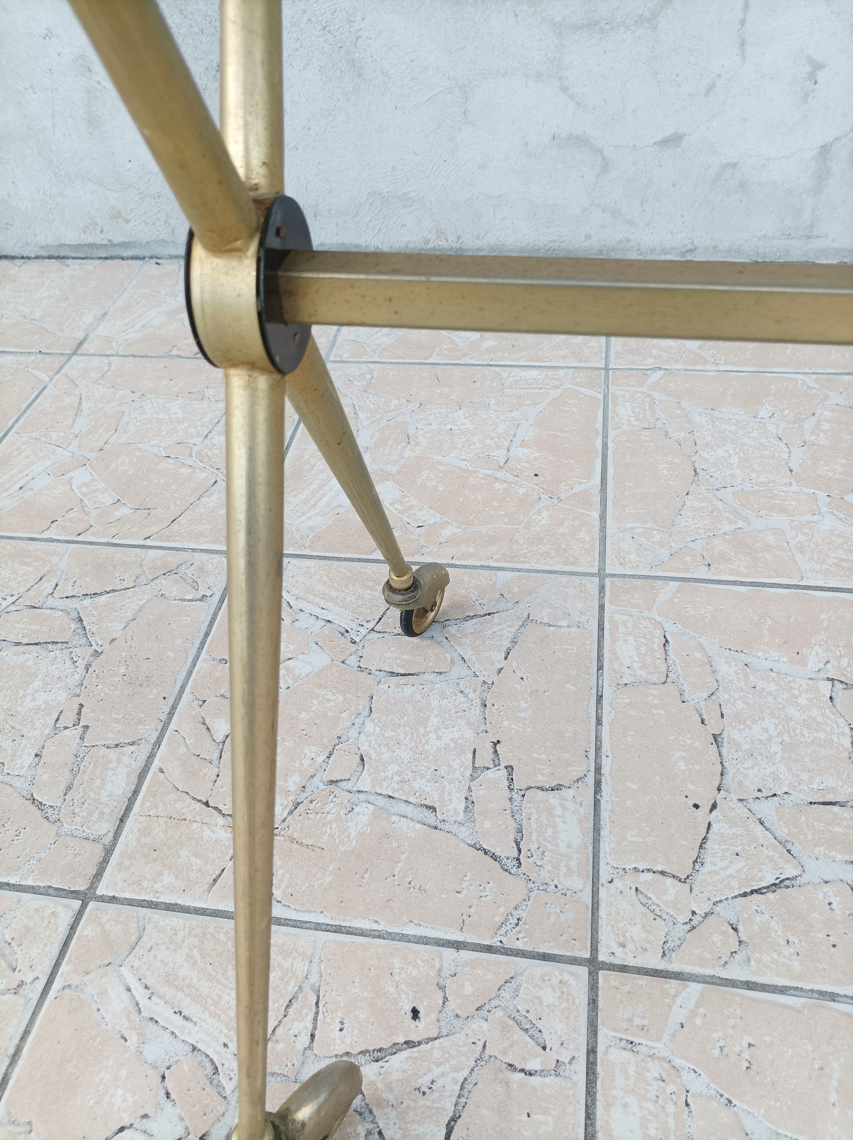 Vintage serving tray in brass and smoked glass 1960