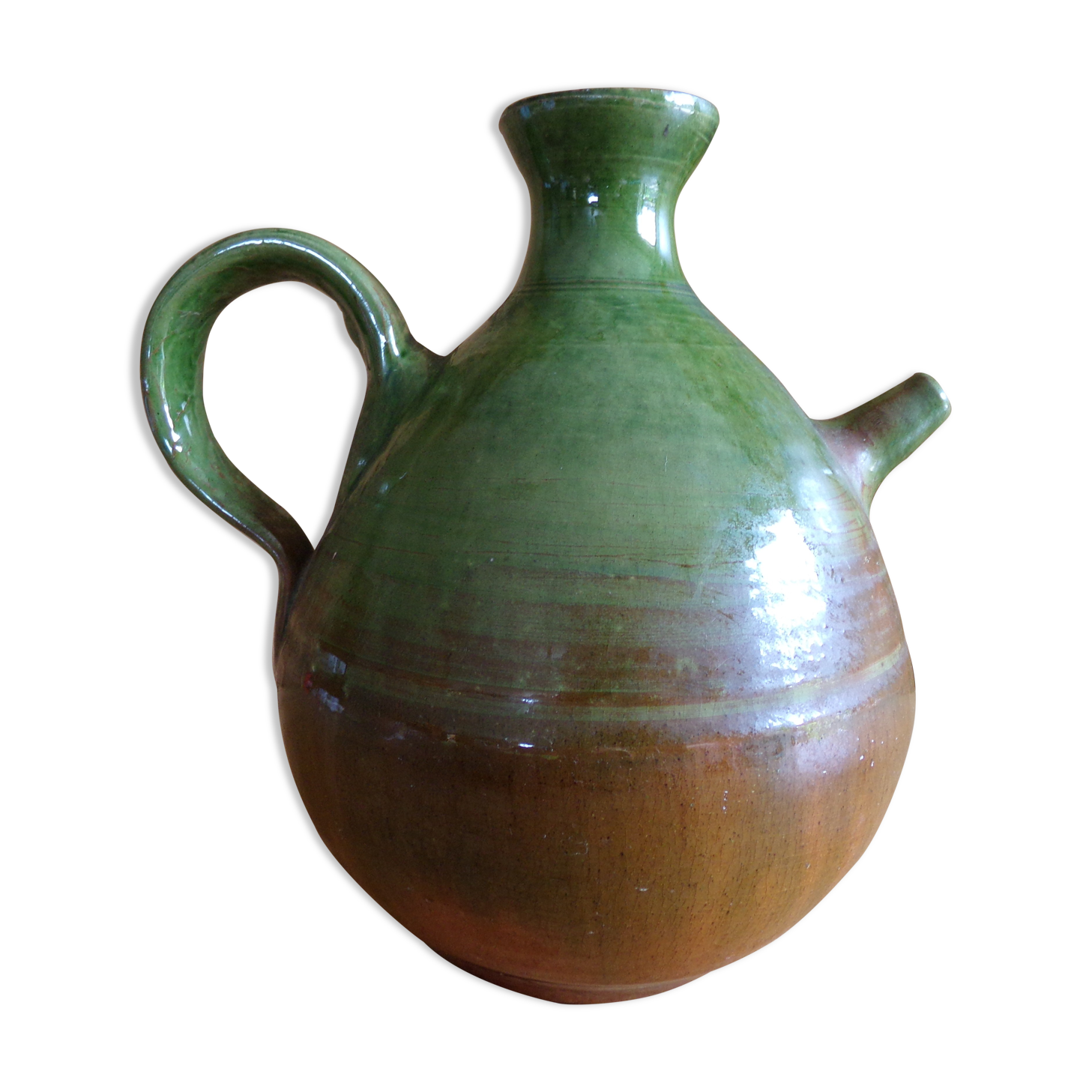 Enamelled terracotta jug