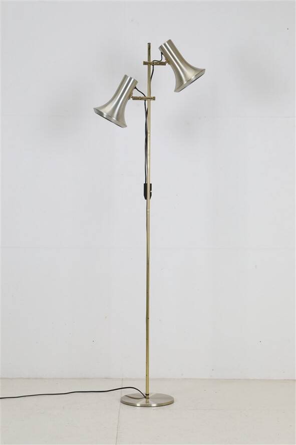 Lyskær Belysning double spot floor lamp / reading lamp / brass / 1970s / Danish modern design