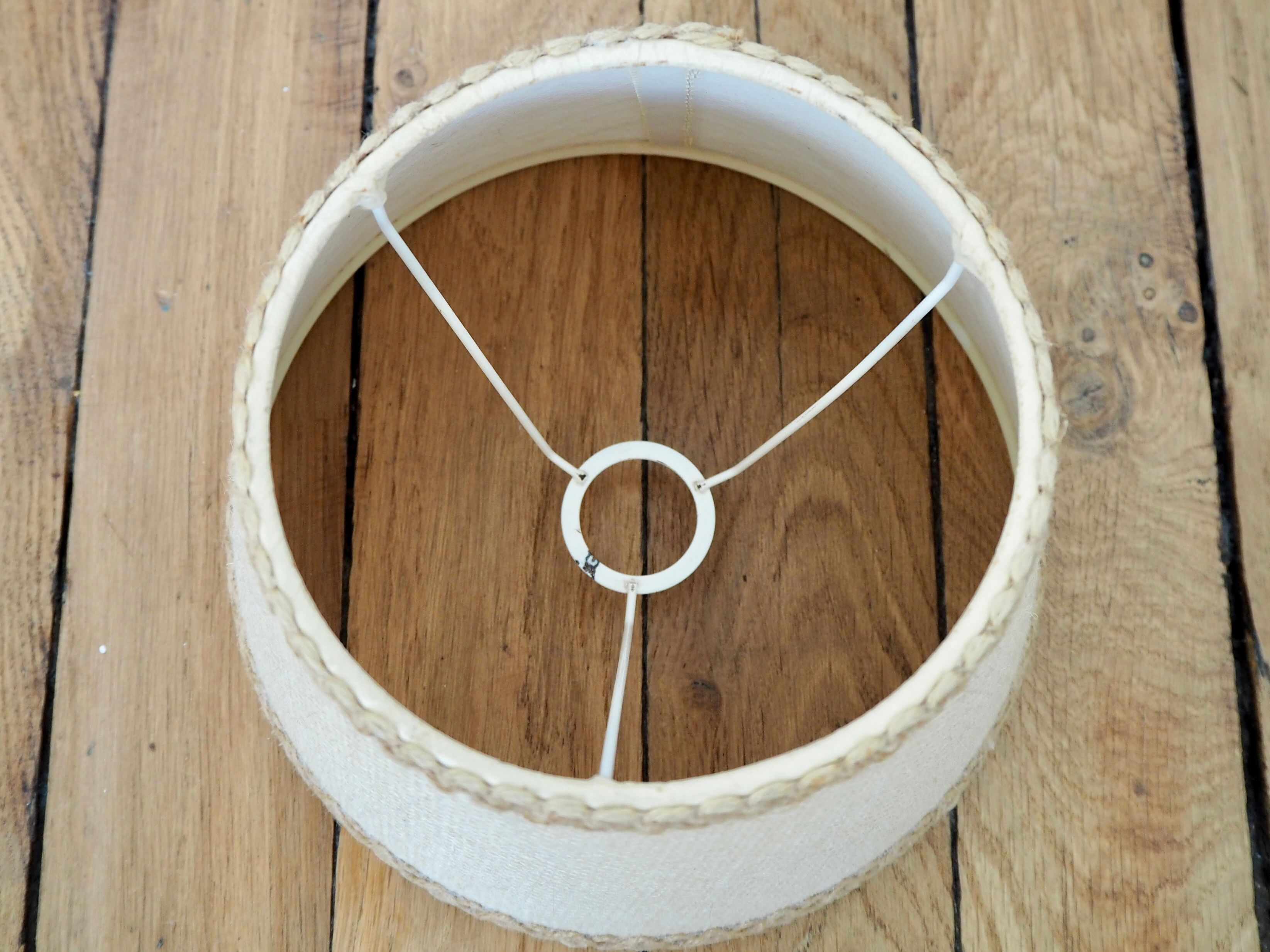 Vintage beige jute lampshade H14cm