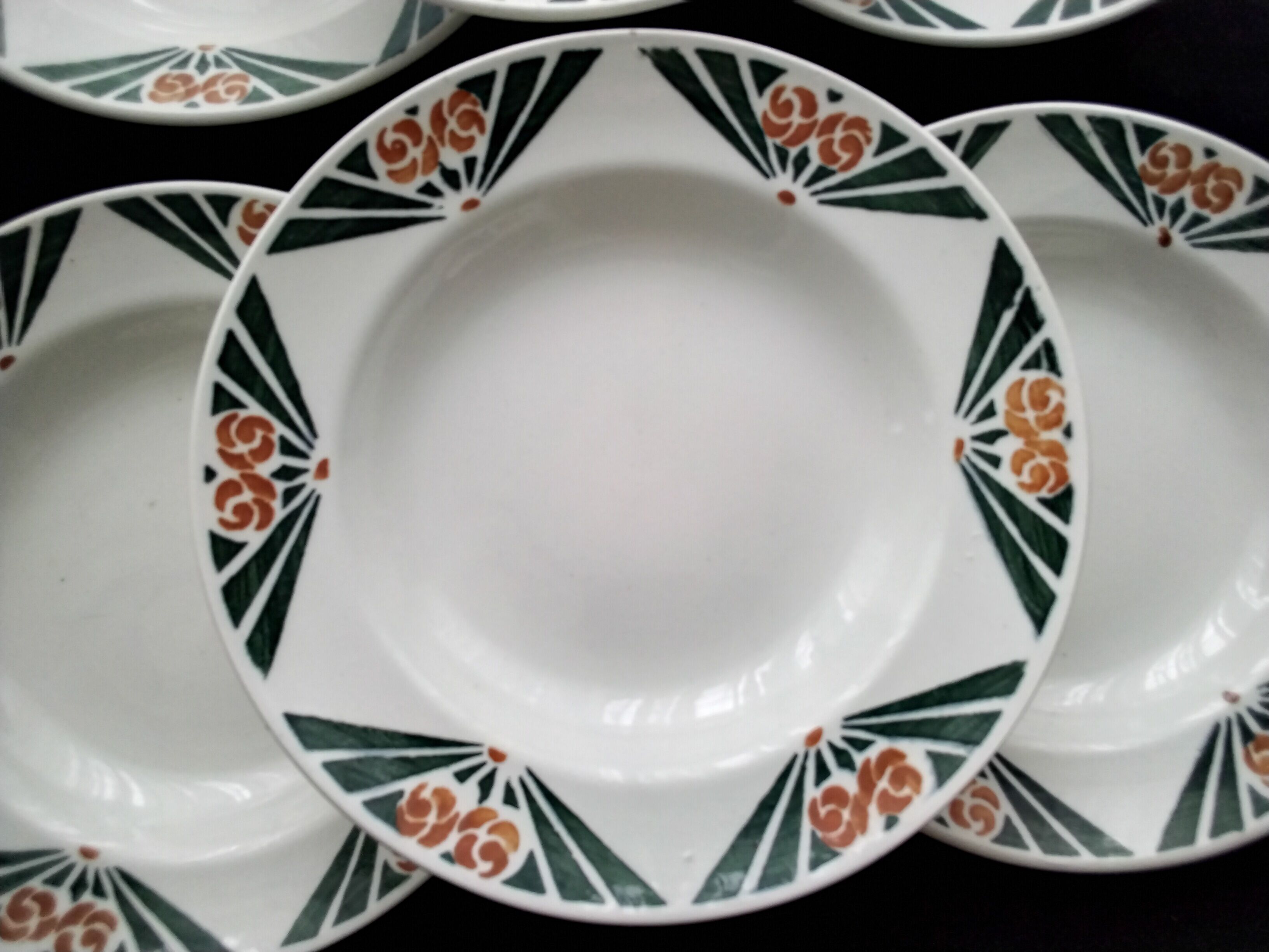 Set of 6 hollow plates in faience Labrut Frères Model Art Deco Tours
