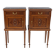 Pair of Louis XVI Style Bedside Tables with Inlays and Marble Top, Italy, 1