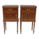 Pair of Louis XVI Style Bedside Tables with Inlays and Marble Top, Italy, 1